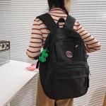 Large-capacity schoolbag female Korean version versatile high school student college student solid color backpack commuting forest style junior high school student backpack