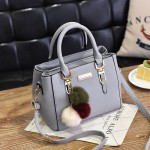 European and American new fashionable shoulder bag double layer large capacity fur ball portable crossbody bag for women