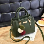 European and American new fashionable shoulder bag double layer large capacity fur ball portable crossbody bag for women