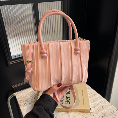 Portable Bucket Bag Women's New Fashion Pleated Shoulder Bag 2024 Summer Niche Simple Casual Versatile Crossbody Bag