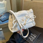 Amy Rabbit Women's Bag 2024 New Fashion Simple Pleated Western Style Bow Knot Versatile Crossbody Small Square Bag